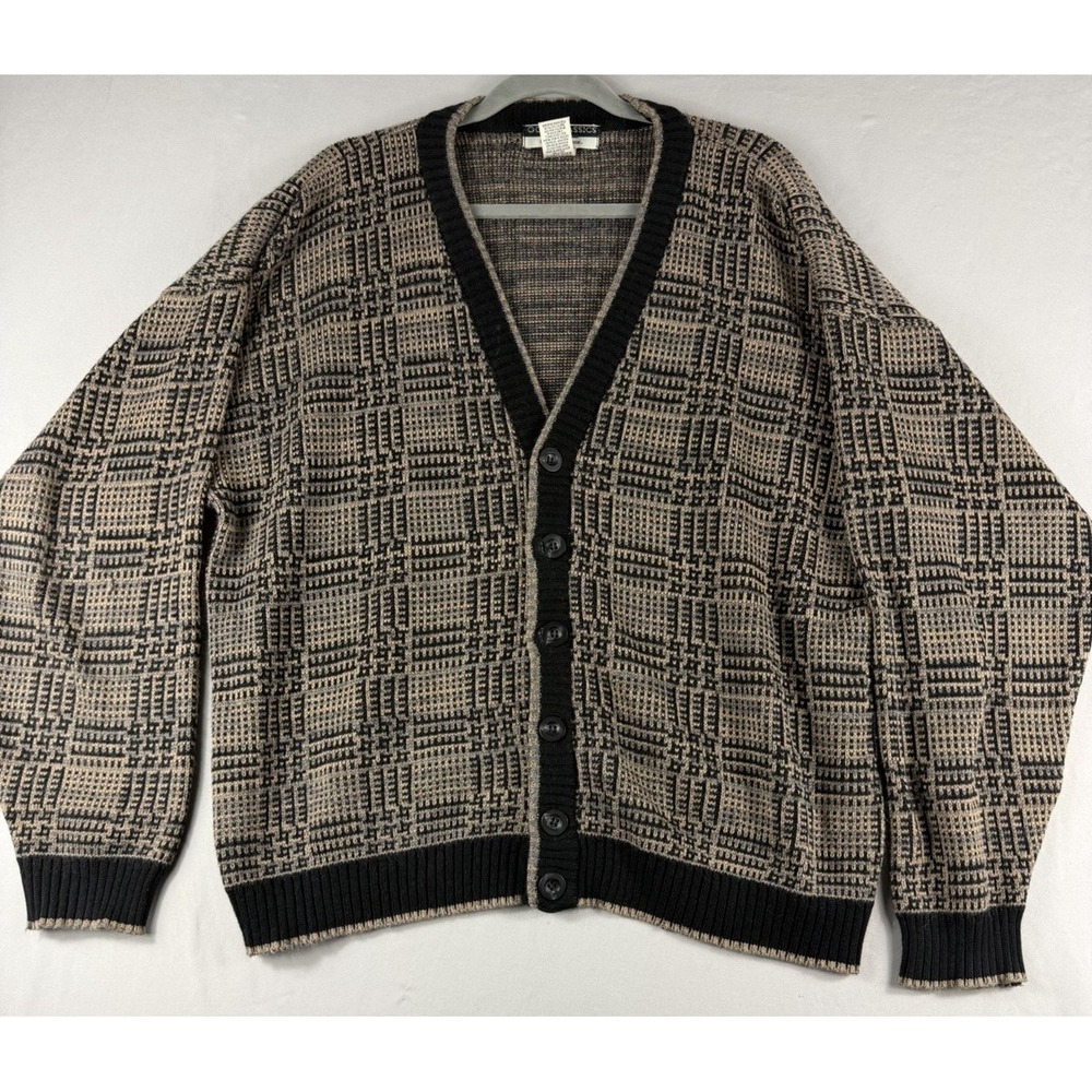 Munsingwear v-neck button down ls cardigan knit sweater, men's large